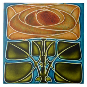Azulejo Tile art nouveau stil dekorativ eldplak Kakelplatta