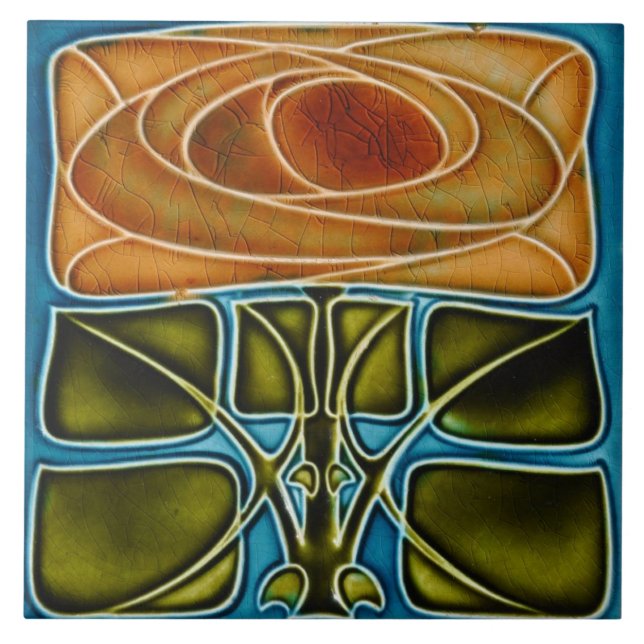 Azulejo Tile art nouveau stil dekorativ eldplak Kakelplatta (Framsidan)