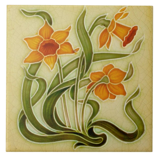 Azulejo Tile art nouveau style decorative fireplac Kakelplatta (Framsidan)
