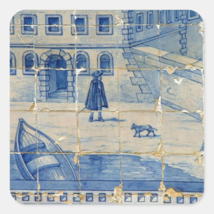 Azulejo tile fyrkantigt klistermärke