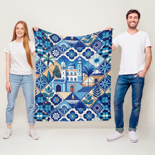 Azulejo Tiles Mönster Fleecefilt (På plats)