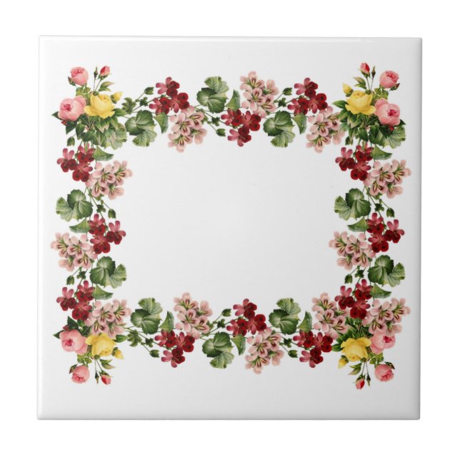 Azulejo Vintage Floral Kakelplatta (Framsidan)