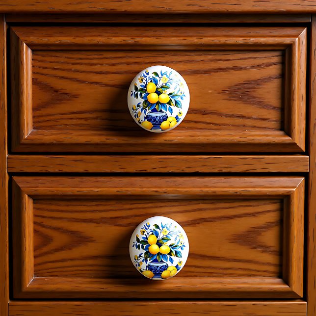 💙 💛 Azulejos Amalfi Lemons Knopp (💙💛 Azulejos Amalfi Lemons Ceramic Knob)