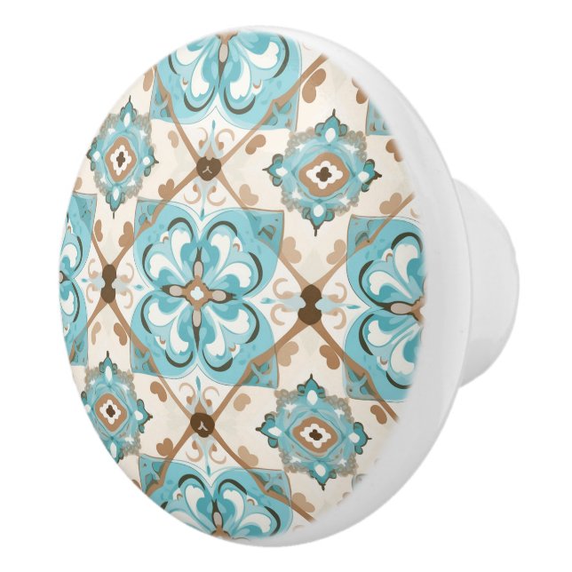 💙 💛 Azulejos Aqua Medallion Knopp (Höger)