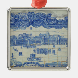 Azulejos belägger med tegel att visa Pracaen gör Julgransprydnad Metall