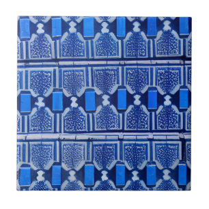 Azulejos blå geometrisk konst kakelplatta