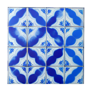 Azulejos blå geometriska konstplattor kakelplatta