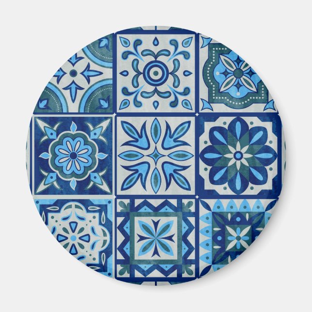 Azulejos Blue Portugal Mönster Magnet (Framsidan)