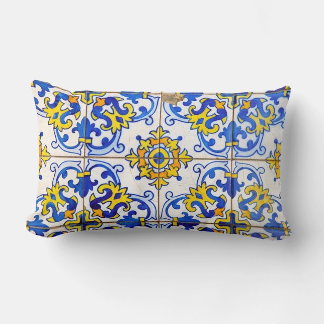 Azulejos Ceramic Portugisiska Mosaic Lumbarkudde (Framsida)