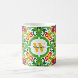 💛🧡💚 Azulejos, dekorativt mönster, personligt Kaffemugg