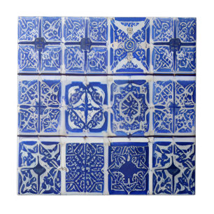 Azulejos geometric art blue white tiles kakelplatta