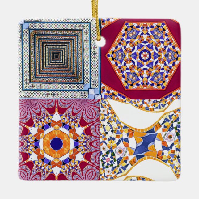 Azulejos Geometric Tiles med en CG-vrid Julgransprydnad Keramik (Framsida)