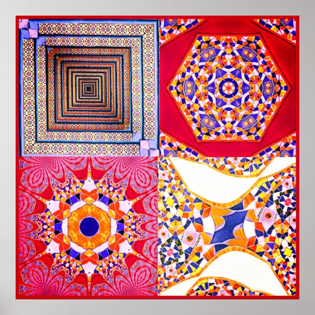 Azulejos Geometric Tiles med en CG-vrid Poster (Framsidan)