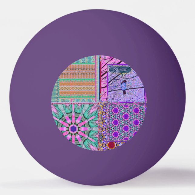 Azulejos Geometric Tiles med Peace Bird of Peace Pingisboll (Framsidan)