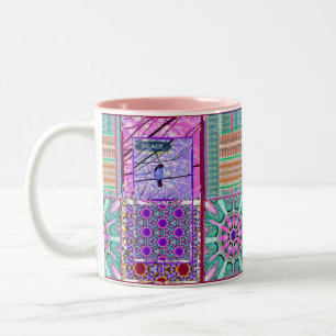 Azulejos Geometric Tiles med Peace Bird of Peace Två-Tonad Mugg