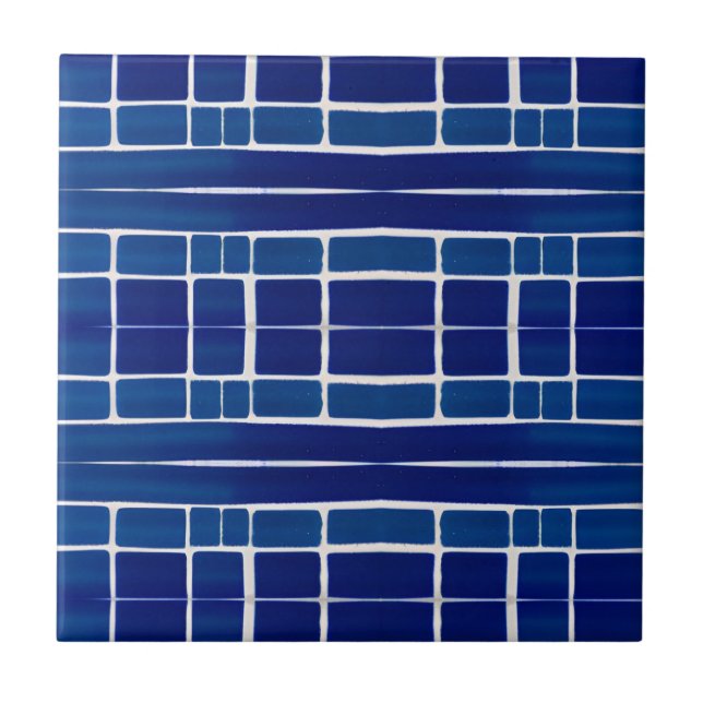Azulejos indigo tiles geometric art kakelplatta (Framsidan)