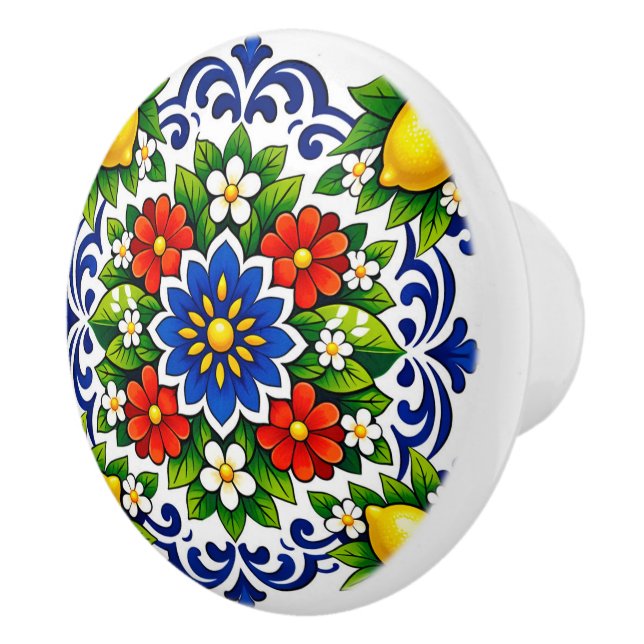 💙💛 Azulejos Lemon Azul Bloom  Knopp (Höger)