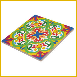 💛 💚 Azulejos, mycket dekorativt mönster, Kakelplatta