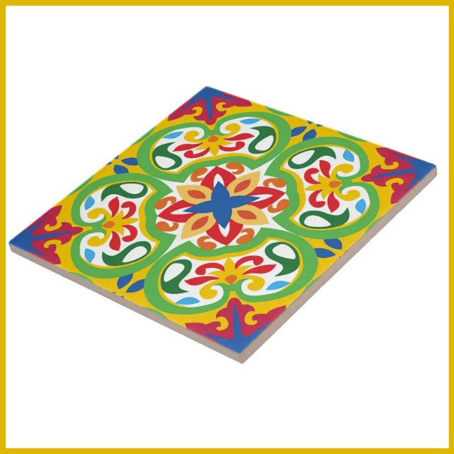 💛 💚 Azulejos, mycket dekorativt mönster, Kakelplatta (Skapare uppladdad)