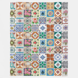 Azulejos och Peranakan Wall Mural Decorative Winte Fleecefilt