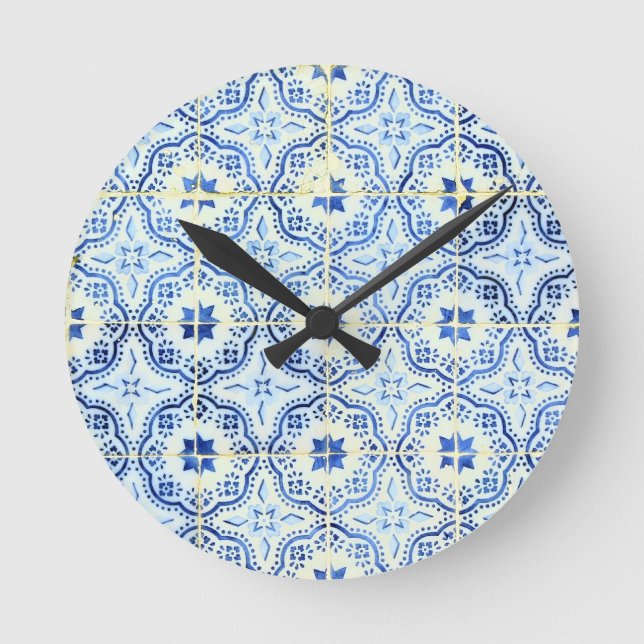 Azulejos, portugisiska Tiles Rund Klocka (Framsida)