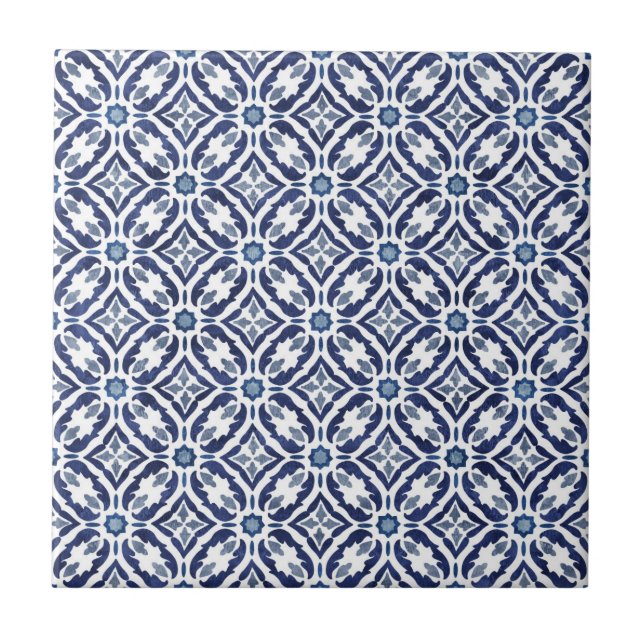 Azulejos Spanska Tile Talavera Blue Indigo Kakelplatta (Framsidan)