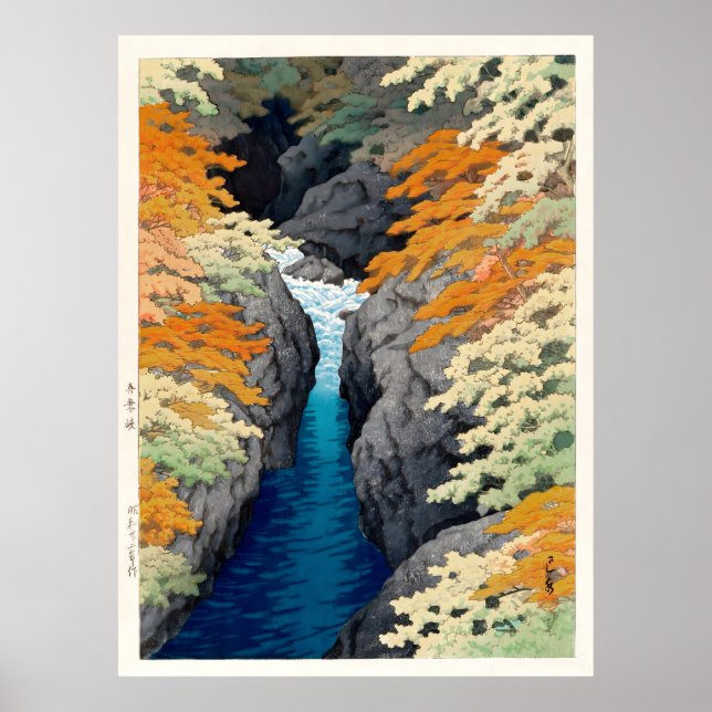 Azuma Gorge Waterfall Hasui Kawase Poster (Framsidan)