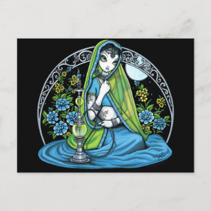 "Azura" Hindi Flower Hookah Princess Fae Postcard Vykort