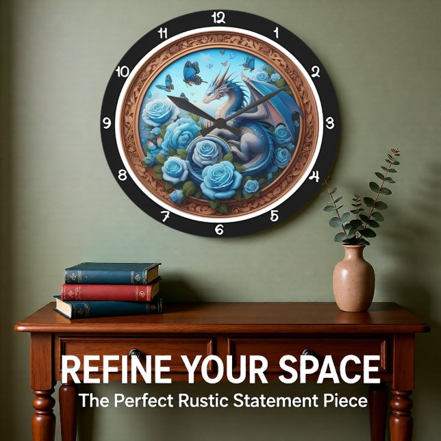 Azurblå Drakens Blåa Ros Fantasi Stor Klocka (Skapare uppladdad)