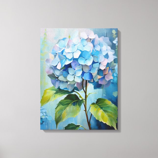 Azurblå Elegans: Hortensia i Blomning Canvastryck (Framsida)