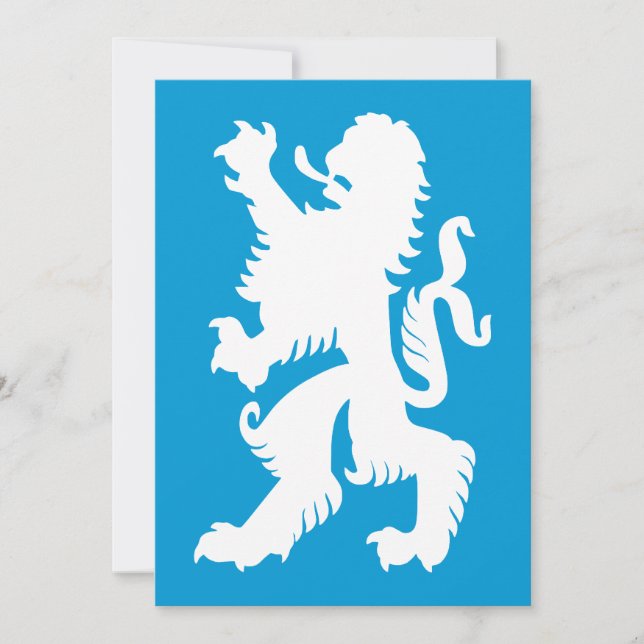 Azurblå och vit bayersk lejon inbjudningar (Framsida)