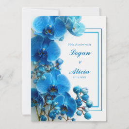 Azurblå Orkidé Minimalistisk Blommig Bröllop Inbjudningar