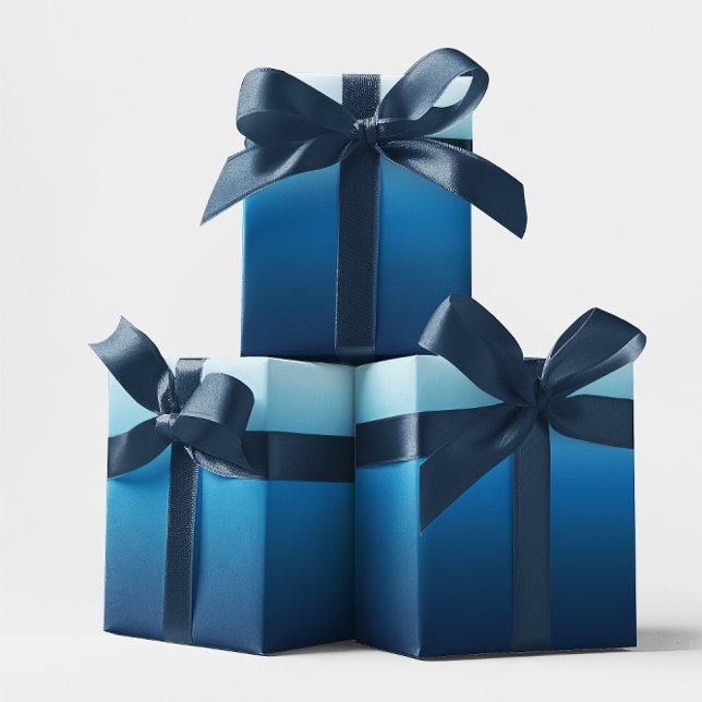 Azurblå till havsblå Ombre Presentpapper (Azure Sky to Ocean Blue Ombre Wrapping Paper)