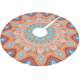 Azurblå Turkos Orange Mandala Stjärnmönster Julgransmatta Borstad Polyester