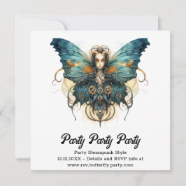 Azure Amiral Fjäril Steampunk Bröllop Meddelande