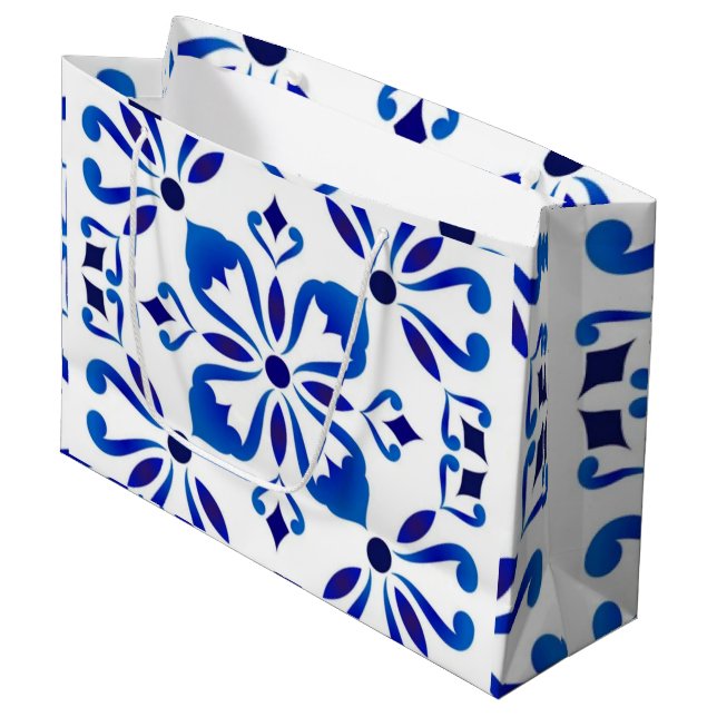 Azure Arabesque Floral Geometry Elegant Coastal (Framsidan Vinklad)