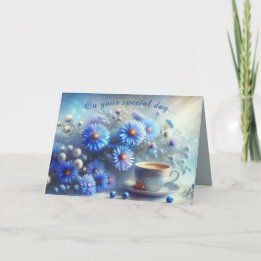 Azure Aster Flowers Collection - Speciell Day Helgkort