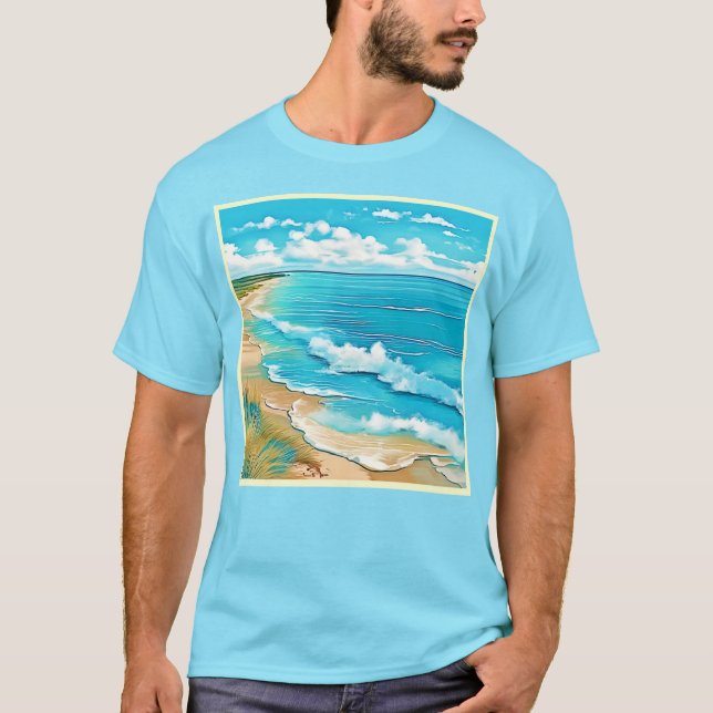 Azure Beach Lugn Design T Shirt (Framsida)