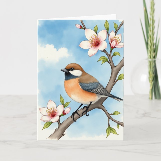 Azure Bird Branch Card Kort (Framsida)