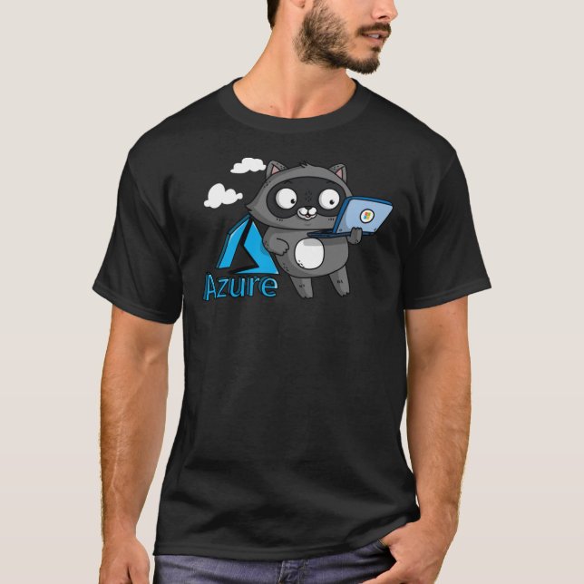 Azure Bit Raccoon med Microsoft Yta Classic T T Shirt (Framsida)