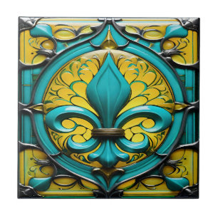 Azure Blommar Ceramic Tile Kakelplatta