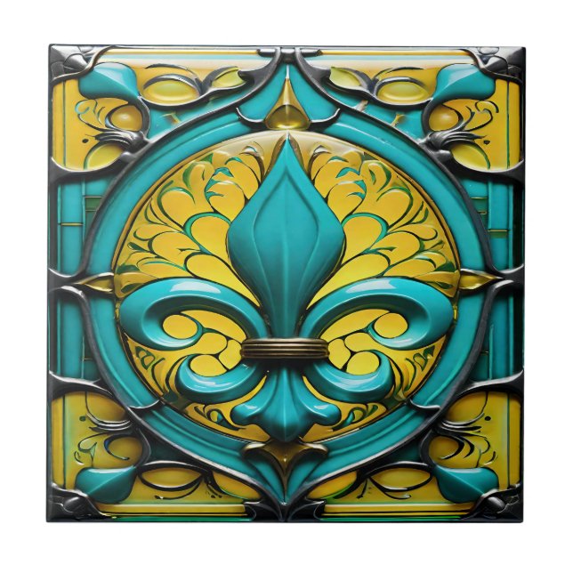 Azure Blommar Ceramic Tile Kakelplatta (Framsidan)