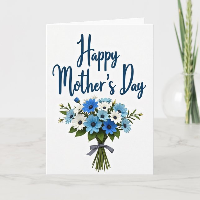 Azure Blommor Bouquet Kort (Framsida)
