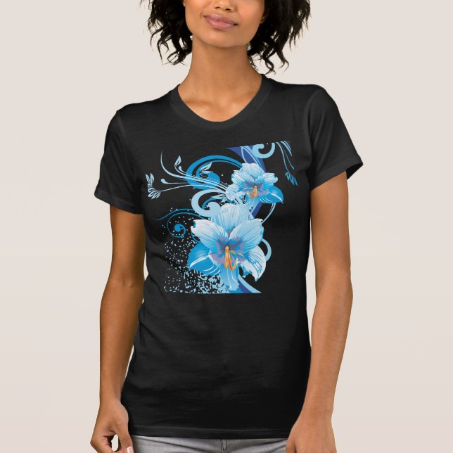 Azure Bloom Elegance T Shirt (Framsida)