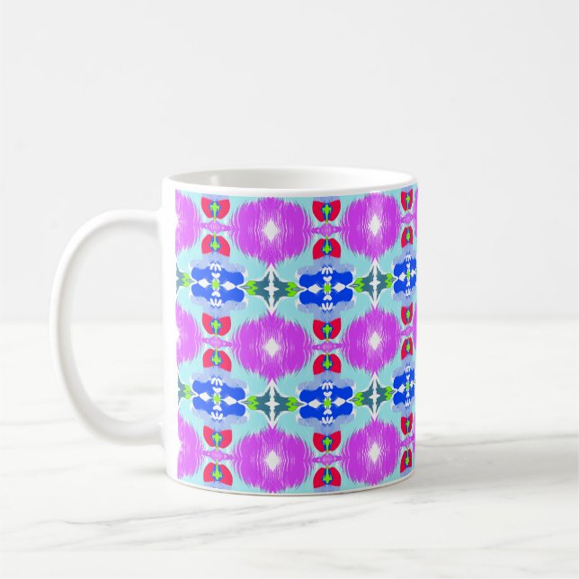 Azure Bloom Kaleidoscope Kaffemugg (Vänster)