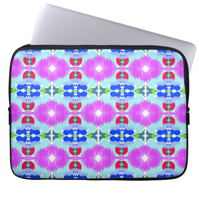 Azure Bloom Kaleidoscope Laptop Fodral (Framsidan)