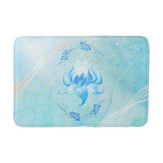 Azure Bloom – Teal & White Lotus Illustration Badrumsmatta