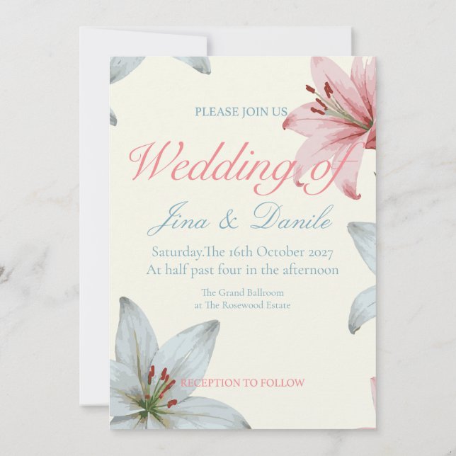 Azure Bloom V02 Inbjudningar (Baksida)