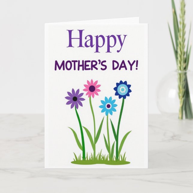 Azure Blooms Mothers Card Kort (Framsida)