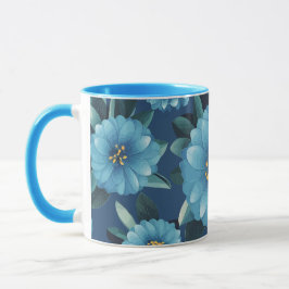Azure Blooms: Vibrant Blue-Blommönster Mugg